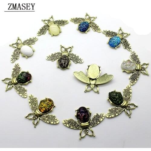 Vintage 10pcs/Set of gorgeous bee buttons crystal sewing accessories decoration bags holiday wedding DIY handmade fashion design