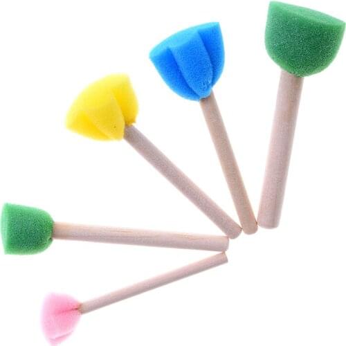 5Pcs/lot Colorful Flower Pattern Sponge Brush Children Art DIY Painting Tools Baby Funny Drawing Toys Gift