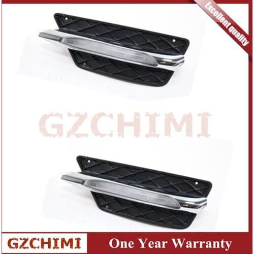 A2048851353 A2048851453 LH + RH Front Bumper Grill Molding LED Fog Light DRL For Mercedes C-Class 2012 2013 2014