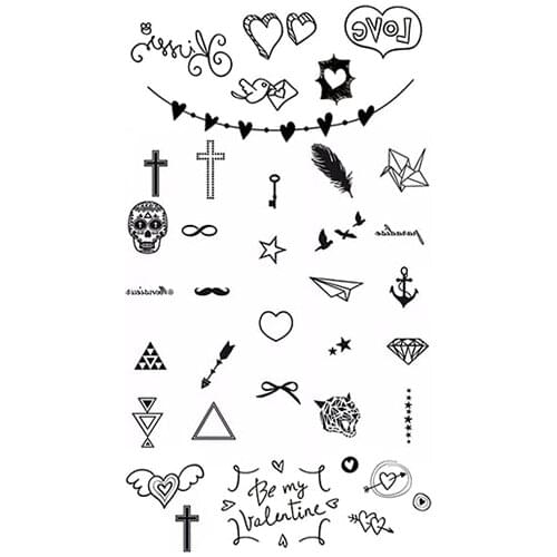 Skull Geometry English Letter Men Temporary Tattoo Cute Star Tattoo Sticker Love Women Body Finger Neck Art Waterproof Tatoo Kid