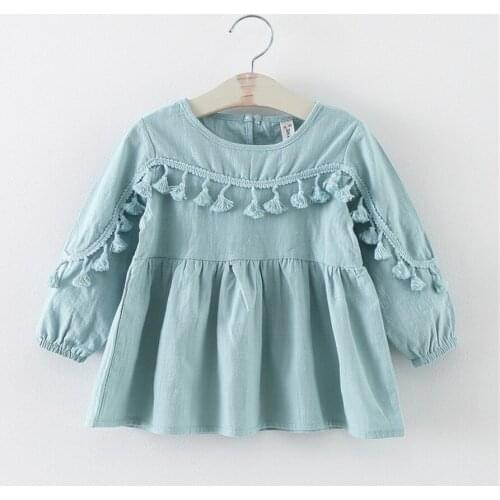Infant Dresses Princesses Long Sleeves Kids Dresses For Girls Fashion Tassel Newborn Baby Party Dress Cotton Kids Clothing New