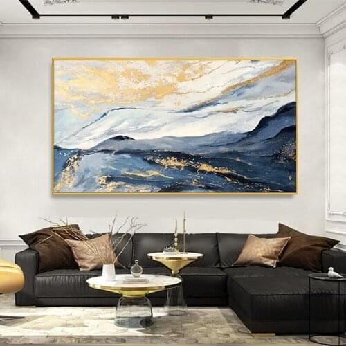 EECAMAIL DIY Diamond Painting Flow Color Cloud Sea Gold Foil Luxury Background Wall Decoration Corridor Painting No Frame