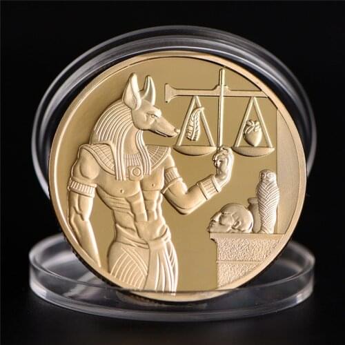 Egypt Death Protector Anubis Coin Copy Gold Plated Coins Egyptian God Of Death Commemorative Coins Collection Gift