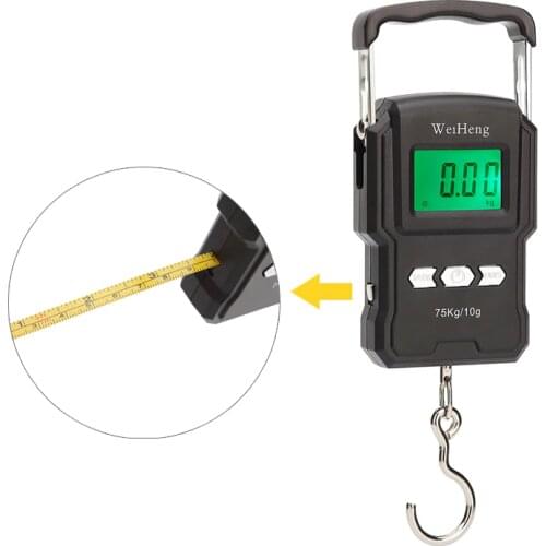 75kg x10g + 1M Tape Scale Electronic Luggage Weighing Scale Weighs Suitcase Bag Baggage Digital Hanging Hook Fishing Scale Backl