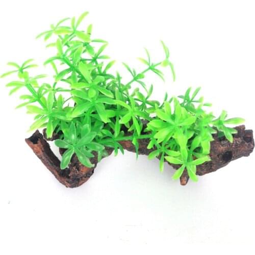 Aquarium Artificial Plant Water Plant Grass With Fake Wood Ornament Decoration Fish Tank Decor Aquatic Accessories