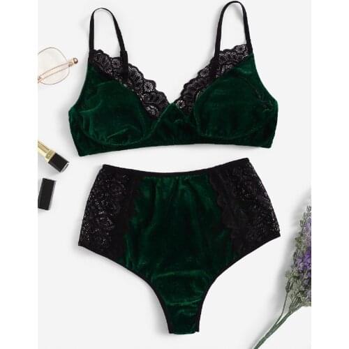 Bustier Swimsuit Bikinis Set Womens Swimwear Sexy Lingerie Lace Velvet Underwear Two Piece Set Fashion Women maillot de bain