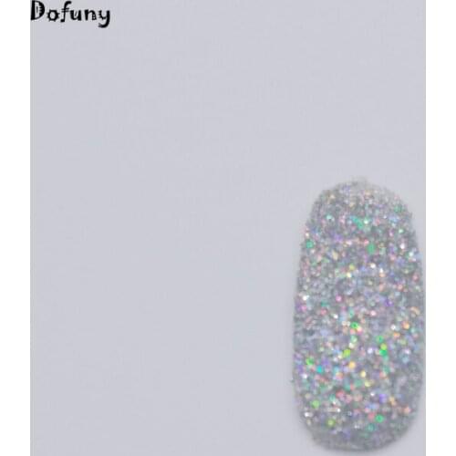 Dofuny Laser Silver Holographic Nail Glitter Dust For Nail Arts,Rainbow Pigment Manicure Pigments Nail Art Tips 1/128(0.2mm)