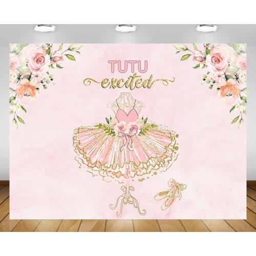 Mehofond Tutu Ballerina Princess Birthday Photography Background Pink Floral Ballet Girl Baby Shower Party Backdrop Photo Studio