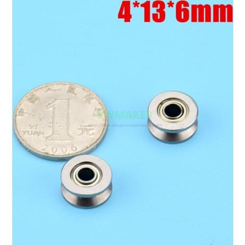 4*13*6mm metal pulley, miniature bearing V604ZZ, V groove, over line lifting wheel, rolling wheel, right angle slot
