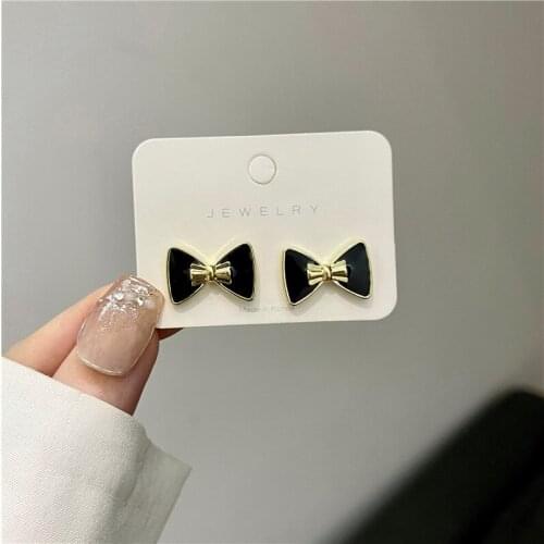 Bowknot Cute Sweet Black Clip on Earrings Women Piercing Earrings Jewelry