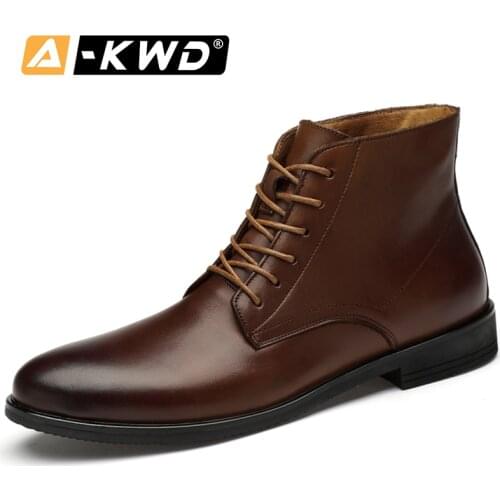 Fashion Shoes 2019 Leather Mens Dress Boots High Top Oxford Shoes for Men Dress Shoes Fur Men Winter Boots Keep Warm Men Boots