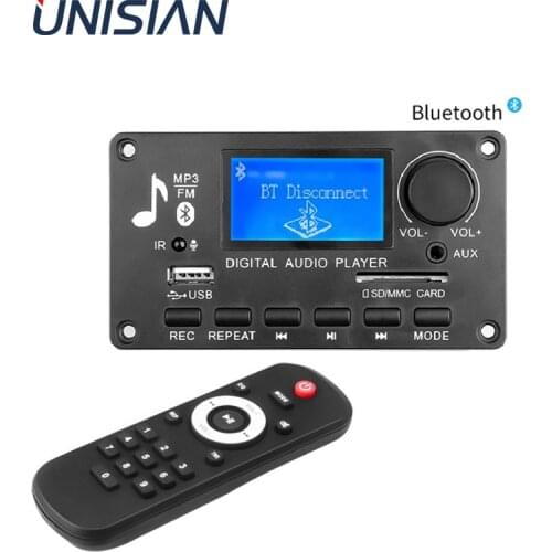 UNISIAN Bluetooth MP3 Player Digital Audio Decoder Board Volume Control USB TF BT FM Line in Music LCD Lyrics Display Recording