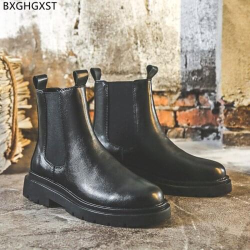 Motorcycle Boots for Men Male Winter Shoes for Men 2021 Platform Boots Man Black Chelsea Boots Men Casual Shoes Chaussure Homme