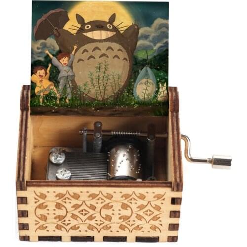 My Neighbor Totoro Music Box Anime Cartoon Spirited Away Wooden Hand Crank Music Box Birthday Present 2021 Hot-sale Wholesale