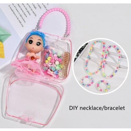 Childrens handbag bag set educational beaded toys Girls handmade DIY doll material package