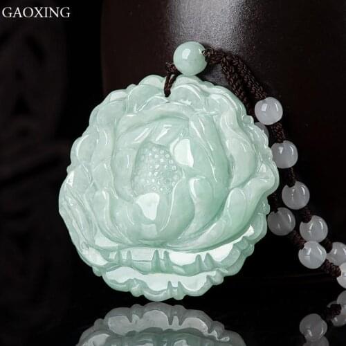 Natural Burmese Jade Jade Peony Flower Pendant Jewelry Pendant Jade Jewelry High-End Gifts For Men And Women