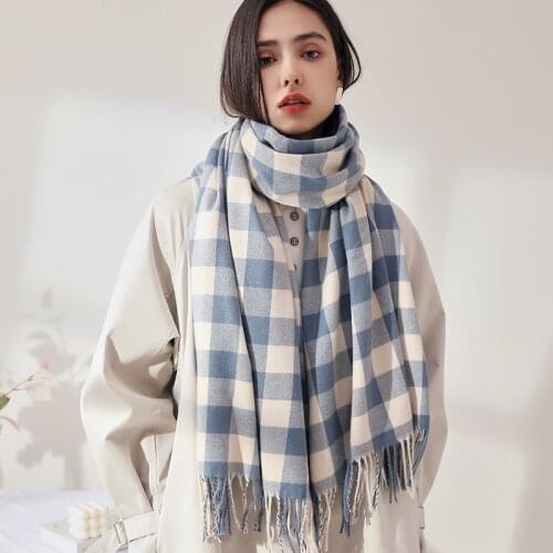 New Cashmere Like Scarf Womens Shawl Students' Thickened Plaid Scarf In Autumn And Winter 180*70cm Scarf Women