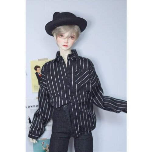 BJD doll dress suitable for 1/3 1/4 Uncle Size black striped satin shirt with small bat doll accessory