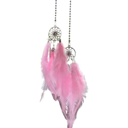 Hanging Ornament Mini Dream Catcher Ins Car Rear View Mirror Wind Chimes Wall Lucky Pendant Car Goods Feather