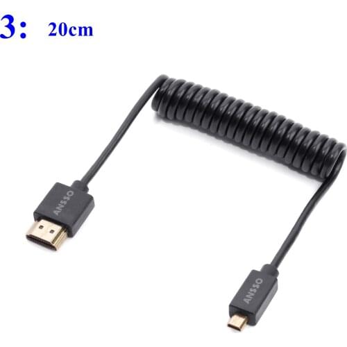 Mirco -HDMI to HDMI-compatible Spring cable For Sony A7 M2 M3 R3 R4 S2 A9 6400 65 66HD video signal cable Support 3840x2160 30P
