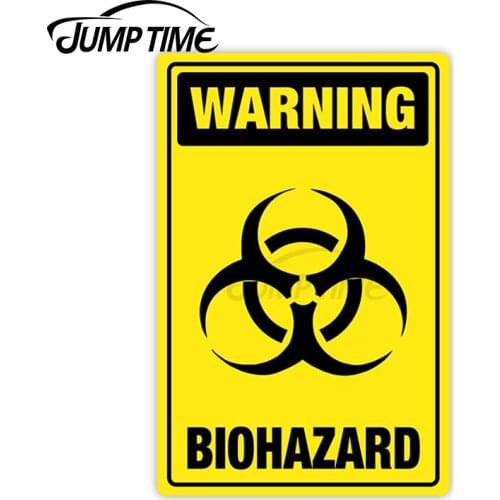 Jump Time 8cm x 13cm Car Sticker Warning Biohazard Infectious Waste Decals Bumper Window Windshield Waterproof Vinyl Decor