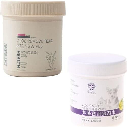 Q0KA 100Pcs Pet Eye Wet Wipes Cat Dog Tear Stain Remover Cleaning Wipes Grooming Paper Towels