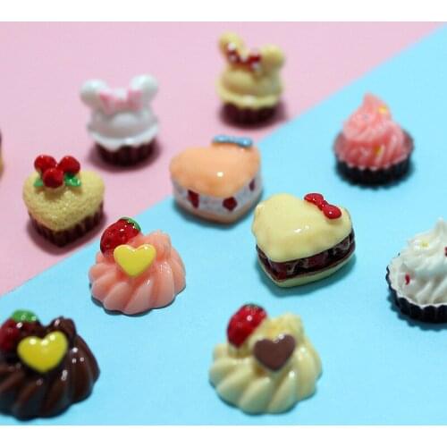 Various Style 3D Resin Cabochons Lovely Fruit Cake Heart Ice Cream Cameo Craft Ornament Accessories Embellishments Scrapbooking