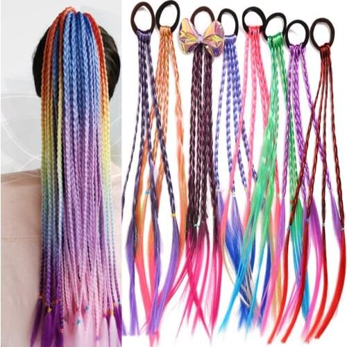 Wig Braid Hair Rubber Bands Hair Ties Elastic Hairbands Scrunchies Twist Braid Headdress for Children Girls Hair Accessories