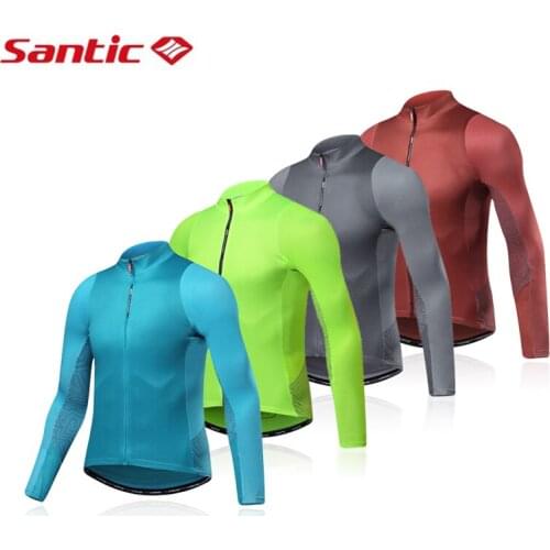 Santic New Men Long Sleeve Cycling Jerseys Sun-protective MTB Road Bike Top Jersey Spring Autumn Quick Dry Riding Pro Jerseys