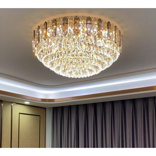 Modern Light Luxury Crystal Ceiling Lamp Warm and Romantic Led Bedroom Lamp Modern Simple Round High-end Living Room Lamp