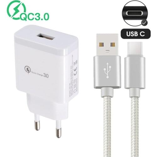 QC 3.0 USB Adapter USB C Fast Charging Wire Type C Cable For HTC Desire 20 Pro Xiaomi Redmi Note 10 POCO X3 Mobile Phone Charger