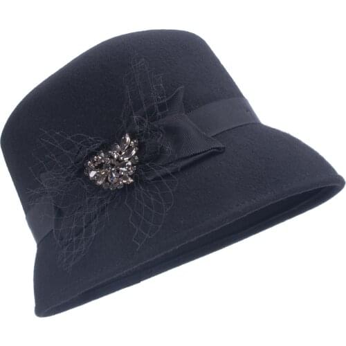 Lawliet Womens Lampshade Vintage Style 100% wool Felt Church Wedding Cloche Bucket Winter Hat T404