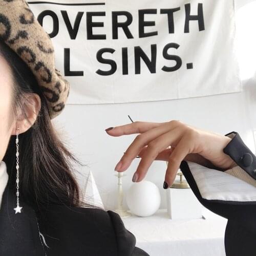 Silver Sterling 925 Star Sequin Tassel Long Chain Earrings for Women Bridesmaid Wedding Jewelry Star Charm Dangle Earrings