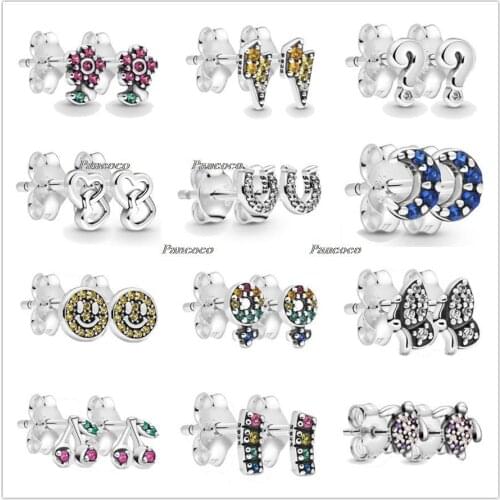 Authentic 925 Sterling Silver My Musical Note Smile Moon Sea Me Collection Earring For Women Wedding Gift Fashion Jewelry