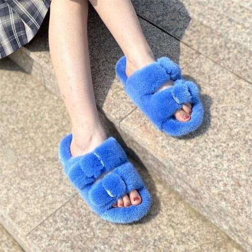 Women Genuine Mink Slippers High Quality Slippers Casual Flats Home Shoes Quick Outdoor Slippers New Collection 100% Fur Slides
