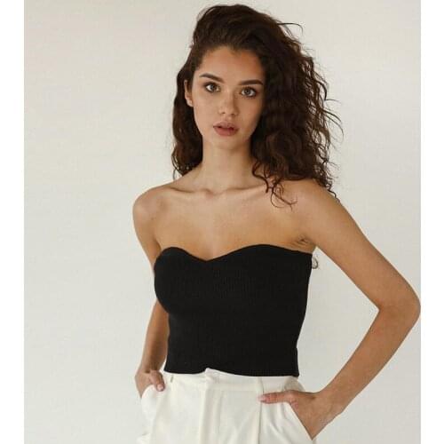 Womens New Curved Chest Knitting Tube Top Sexy Slim Solid Color Chest Vest Tank Tops