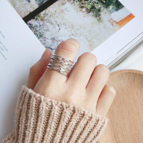 Authentic S925 Sterling Silver Fine Jewelry White Zirconia Criss Cross Twisted open hollow Long Ring FASHION J385