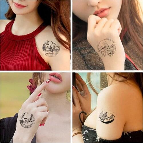 1pc Black Scandinavian Style Fake Tattoo Stickers for Men Women Arm Body Art Waterproof Temporary Tattos Flash Decals Tatoos