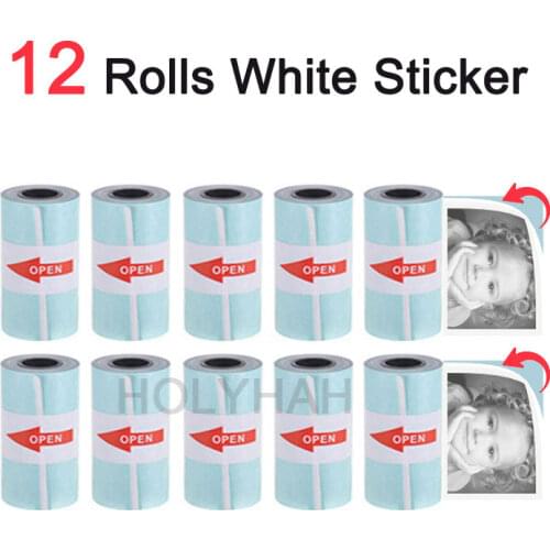 12 Rolls Printable Sticker Paper Self-adhesive White Thermal Paper 57*30mm for PeriPage A6 A9 PAPERANG P1 P2 Thermal Printer