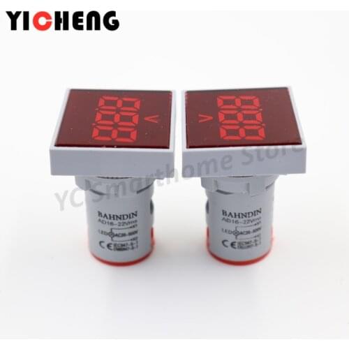 2Pcs Big screen Square indicator AC digital voltmeter indicator indicator AC20V-500V voltage meter tester