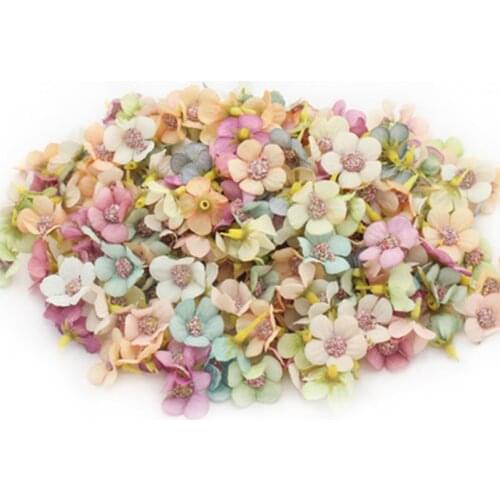 200pcs 2CM Multicolor Daisy Flower Head Mini Silk Artificial Flower for Wedding Party Home Decoration DIY Wreath Headdress