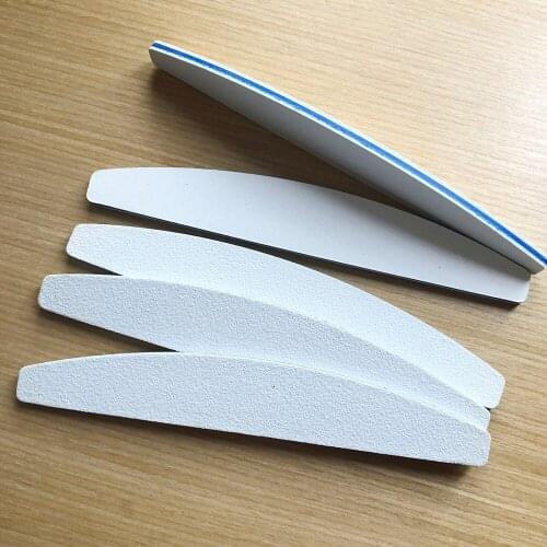 25 pcs/lot high quality salon nail file halfmoon shape white emery board nail art tool manicure tool professional nail file