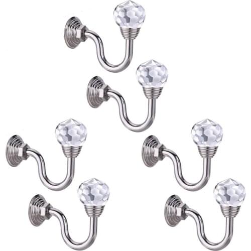 3 Pair Retro Crystal Glass Curtain Holdback Wall Tie Back Hook Hanger Holder Drawer Handle Curtain Accessories Hanger