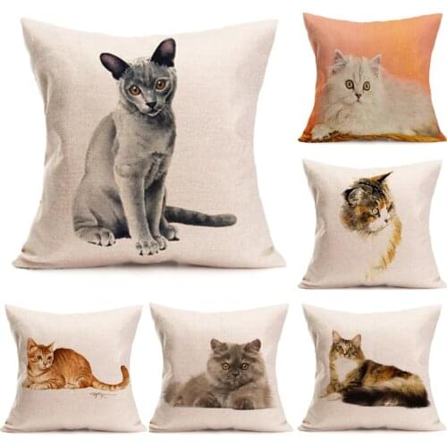 45cm*45cm A very realistic cat linen pillow covers sofa pillow case car seat cushion cover decorative pillows