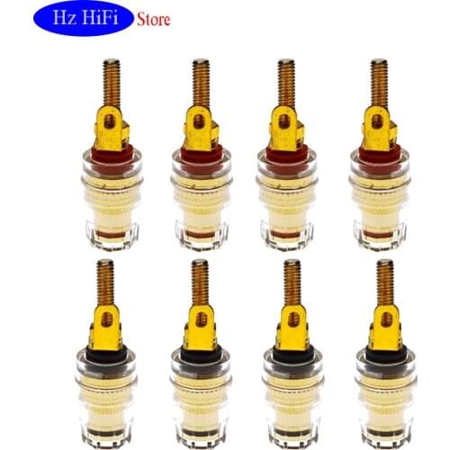 8PCS 4mm Gold Plated Amplifier Speaker Binding Posts Oxidation Resistance Brass Terminal Transparent Shell for Banana Plugs