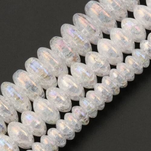 AB Color White Snow Cracked Crystal Rondelle Bead Round Loose Quartzs Beads for Jewelry Making DIY Bracelets 15inch 6/8/10mm