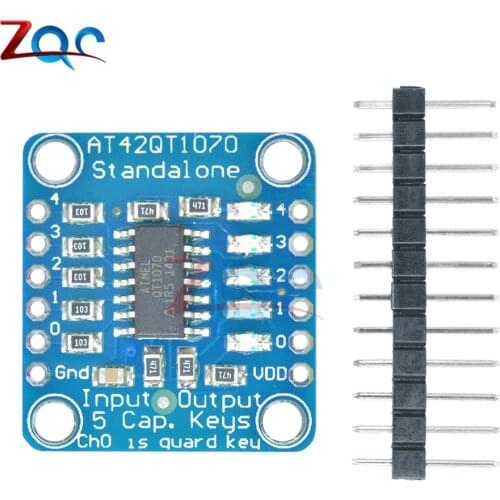 AT42QT1070 5-Pad 5 Key Capacitive Touch Sensor Module Breakout Board Module DC 1.8 to 5.5V Power For Standalone Mode