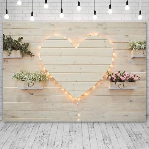 Avezano Valentines Day Photography Backdrops Love Flowers Light Heart Wood Board Backgrounds Photo Studio Photozone Photophone