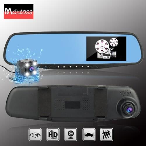4.3 inch Dash Camera Car Camera Dvr Vehicle Dual Lens Rearview Mirror Auto Dashcam Recorder Registrator Dash Cam In Car Full HD