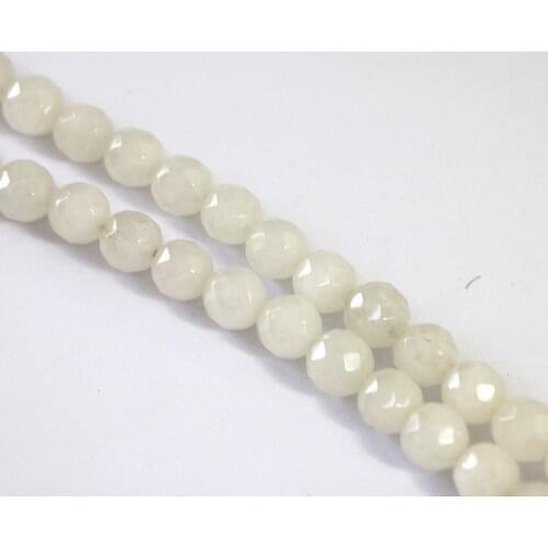 White natuiral stone chalcedony jades 4mm 6mm 8mm 10mm 12mm faceted round loose beads 15 inches B13